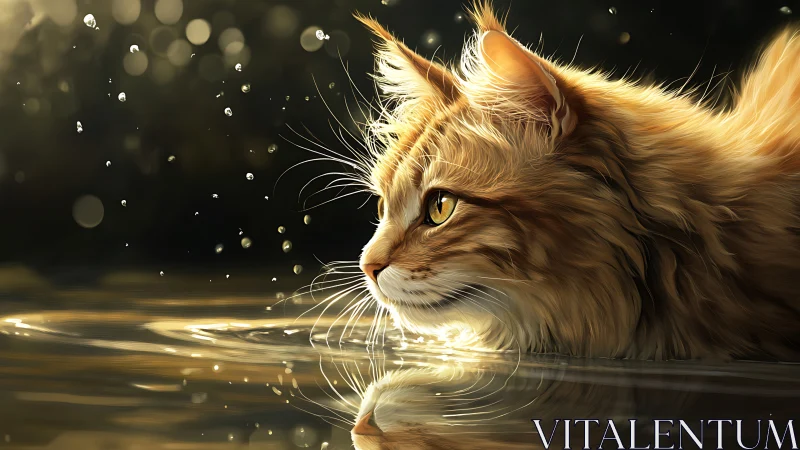 Feline Portrait Rendered with Hyper-Realistic Fur Texturing and Luminous Particle Effects