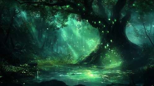 Enchanted Bioluminescent Forest Awakening in Wonder