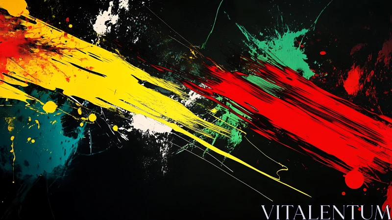 Vibrant Abstract Paint Strokes on Dark Background, Modern Style.