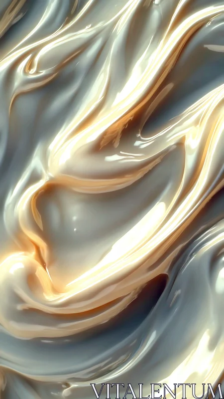 Liquid pearl waves flow across glossy cream surface.