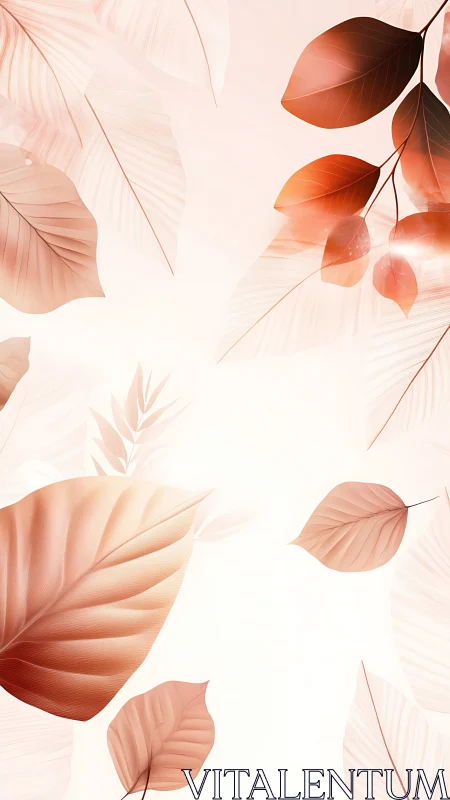 Minimal rose-gold foliage illustration with soft gradient field.