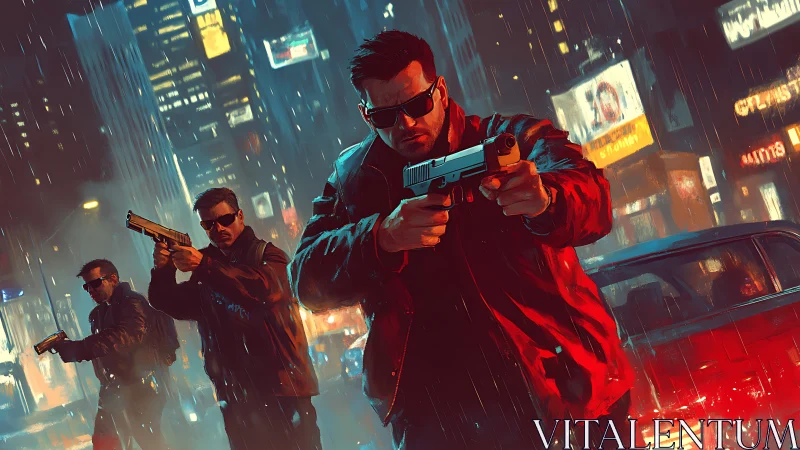 Midnight city showdown with determined street vigilantes.