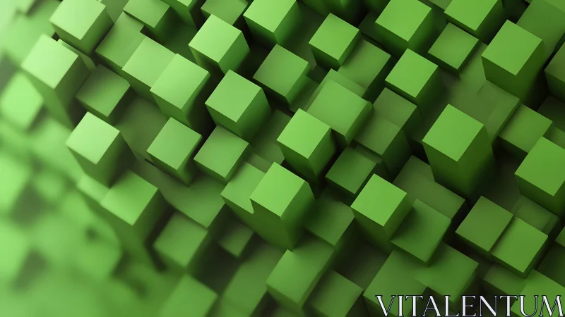 Green cubic blocks forming dense three dimensional field.