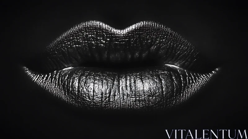 Silver-lit lips floating in a dreamy midnight glow.