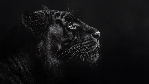 Black Panther Profile Study with Monochromatic Detail.