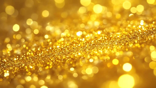 Shimmering Gold Glitter Close-Up With Soft Bokeh Effect.