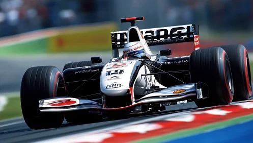 High-speed Formula racing car on apex with dynamic aero load