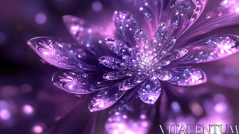 Digital fractal flower structure renders layered reflective petals