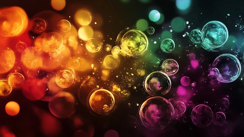 Multicolor bokeh bubbles in luminous abstract depth of field
