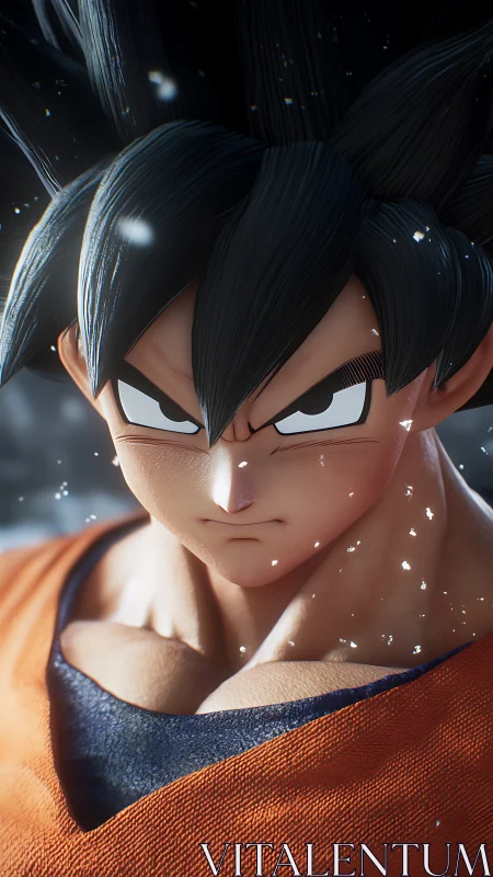 Hyper-real 3D anime warrior portrait under dynamic lighting