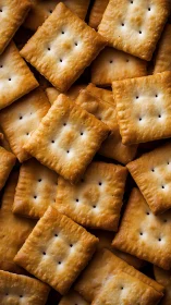 Saltine crackers arranged in overlapping pattern with perforations.