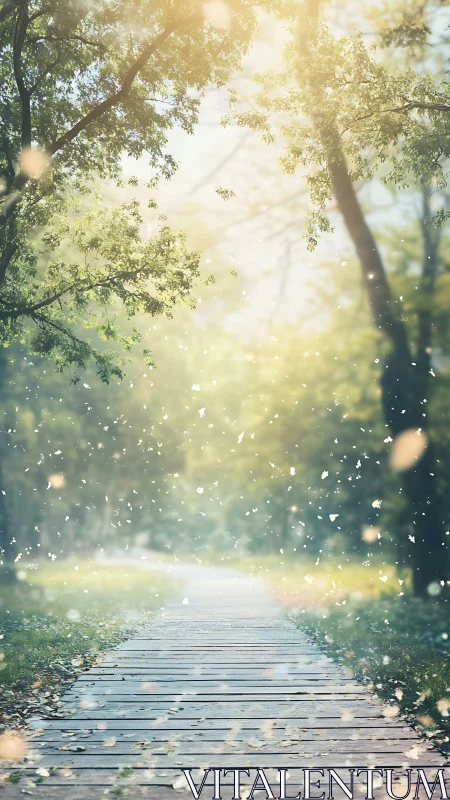 Sunlit Forest Path: A Magical Journey Through Nature's Embrace.