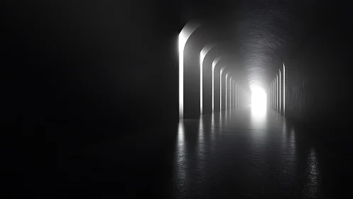 Converging Corridor of Light and Shadow.