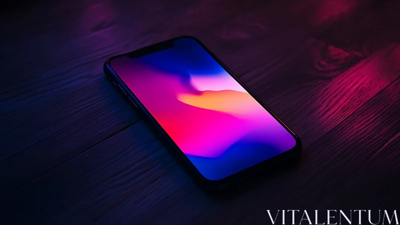 Modern smartphone displaying vibrant gradient wallpaper with neon colors