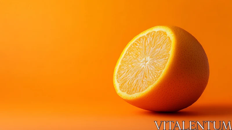 Bright half orange leans calmly against a vivid backdrop