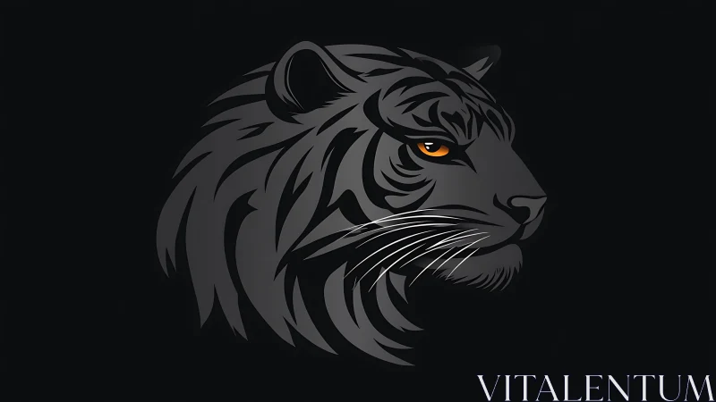 Vector tiger head logo with layered monochrome fur geometry