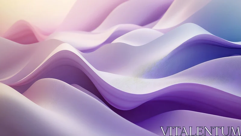 Soft pastel waves form flowing abstract 3D landscape