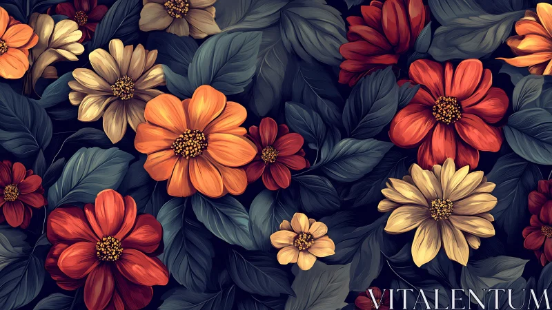 Vibrant Floral Garden: Orange, Red and Golden Blooms.