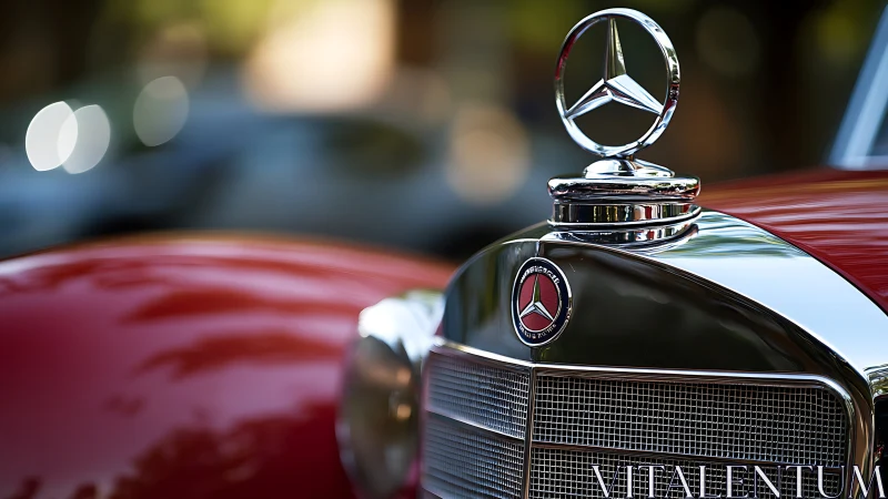 Chrome hood ornament crowns classic red luxury automobile