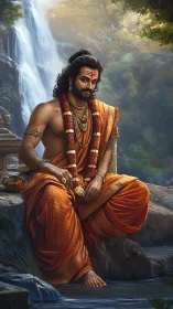 Waterfall sage in saffron repose beside whispering cliffs.