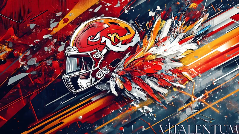 Explosive football helmet artwork bursts with team energy