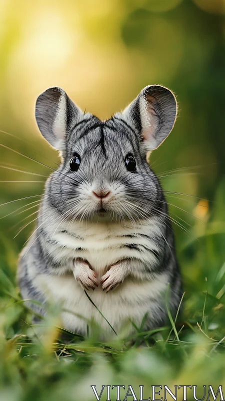Round meadow chinchilla posing like a tiny woodland oracle.