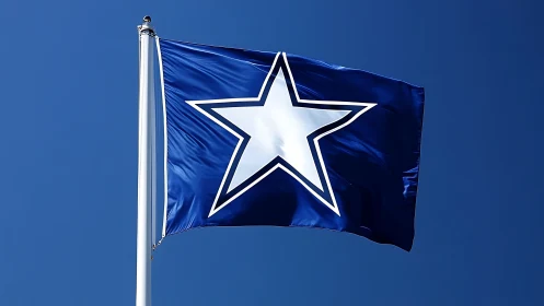 Lone white star sails across a cobalt cheering sky.