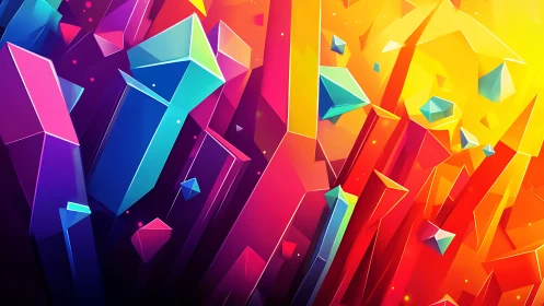 Chromatic polygonal crystal shards in dynamic spatial gradient.