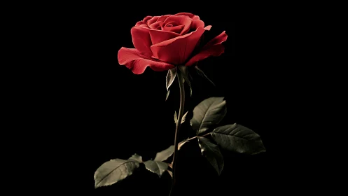 Red Rose on Black Background.