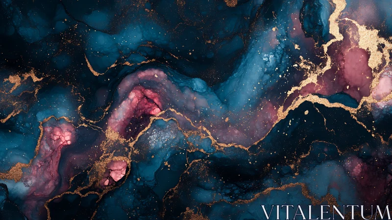 Luminous nebula currents in teal, magenta and gold foil.