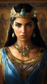 Emerald-eyed Nile sovereign crowned in hammered starlight.