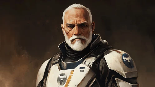 Veteran space commander rendered in cinematic digital portrait