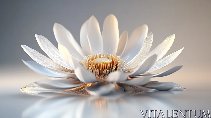 White lotus macro closeup with soft reflective lighting.