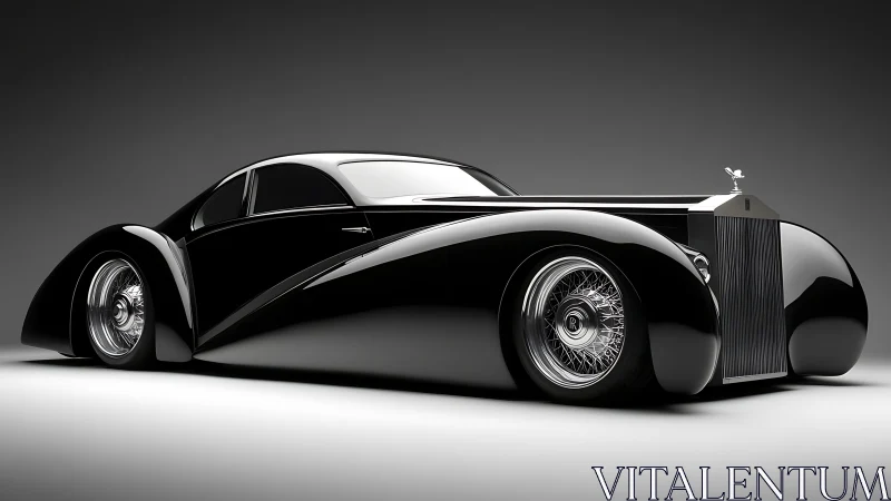 Streamlined black luxury coup&eacute; rendered in dramatic studio lighting