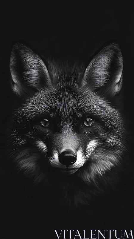 Silent fox portrait glows softly against deep night shadows