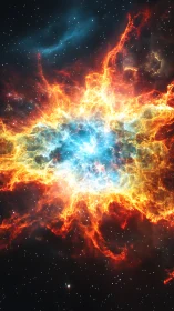 Radiant cosmic nebula glowing with fiery starlit color.