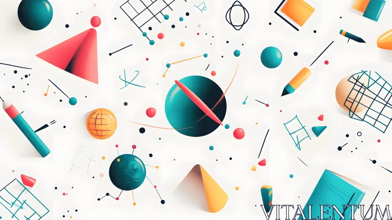 Abstract geometric learning shapes in playful teal palette.