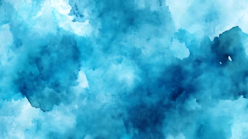 Azure watercolor clouds drift in a calm abstract sky.