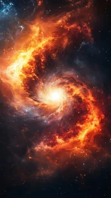 Helical stellar nebula with turbulent plasma vortex core.