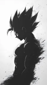 Silhouetted warrior profile dissolves into inky abstraction.