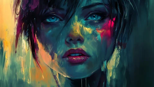 Chromatic portrait study of luminous gaze in digital pigment.