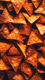 Photorealistic close-up of stacked triangular nacho chips grid.