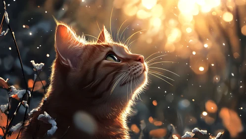 Sunlit whiskers trace tiny constellations of drifting snow