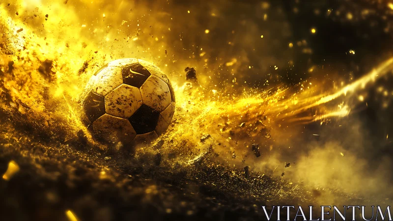 Dynamic football impact rendered with high-energy particle simulation