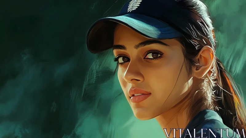 Digital painting portrait with soft bokeh background emphasis.