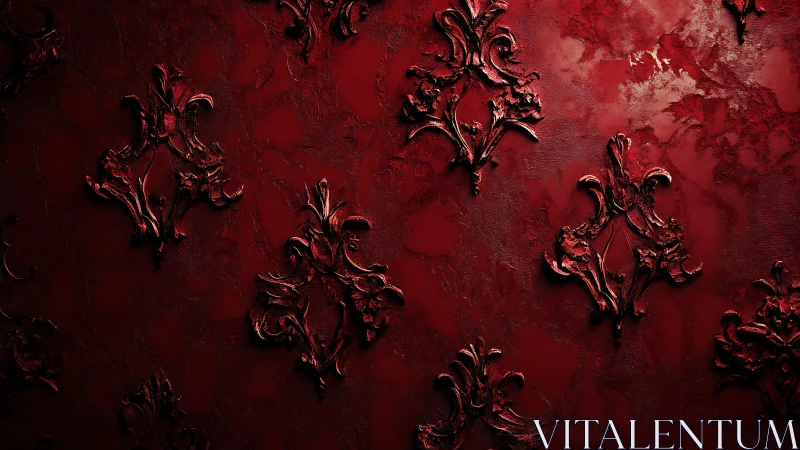 Baroque red wall reliefs glow with dramatic shadowed depth.