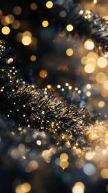 Macro optical bokeh on frosted conifer needles at night.