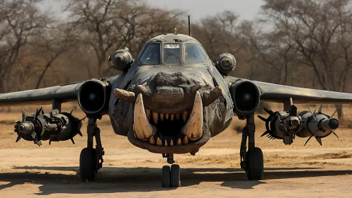 Wild hippo-nosed jet plane blending savanna grit and imagination.