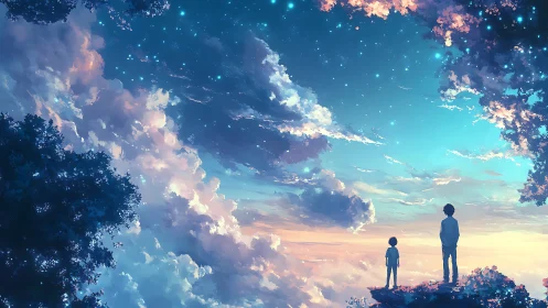 Two quiet dreamers trade secrets with the newborn evening sky