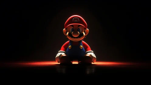 Heroic plumber steps into a glowing stage of nostalgia.